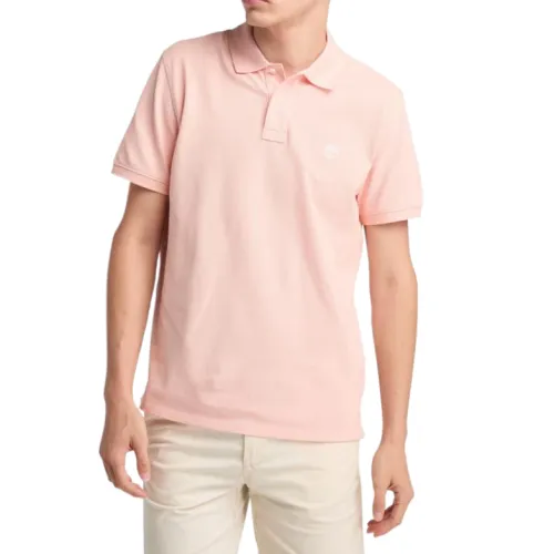 Timberland Polo Shirts Men's Pink Polo Collar Moderate