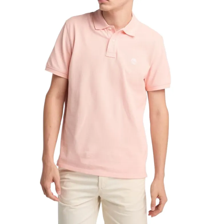 Timberland Polo Shirts Men's Pink Polo Collar Moderate