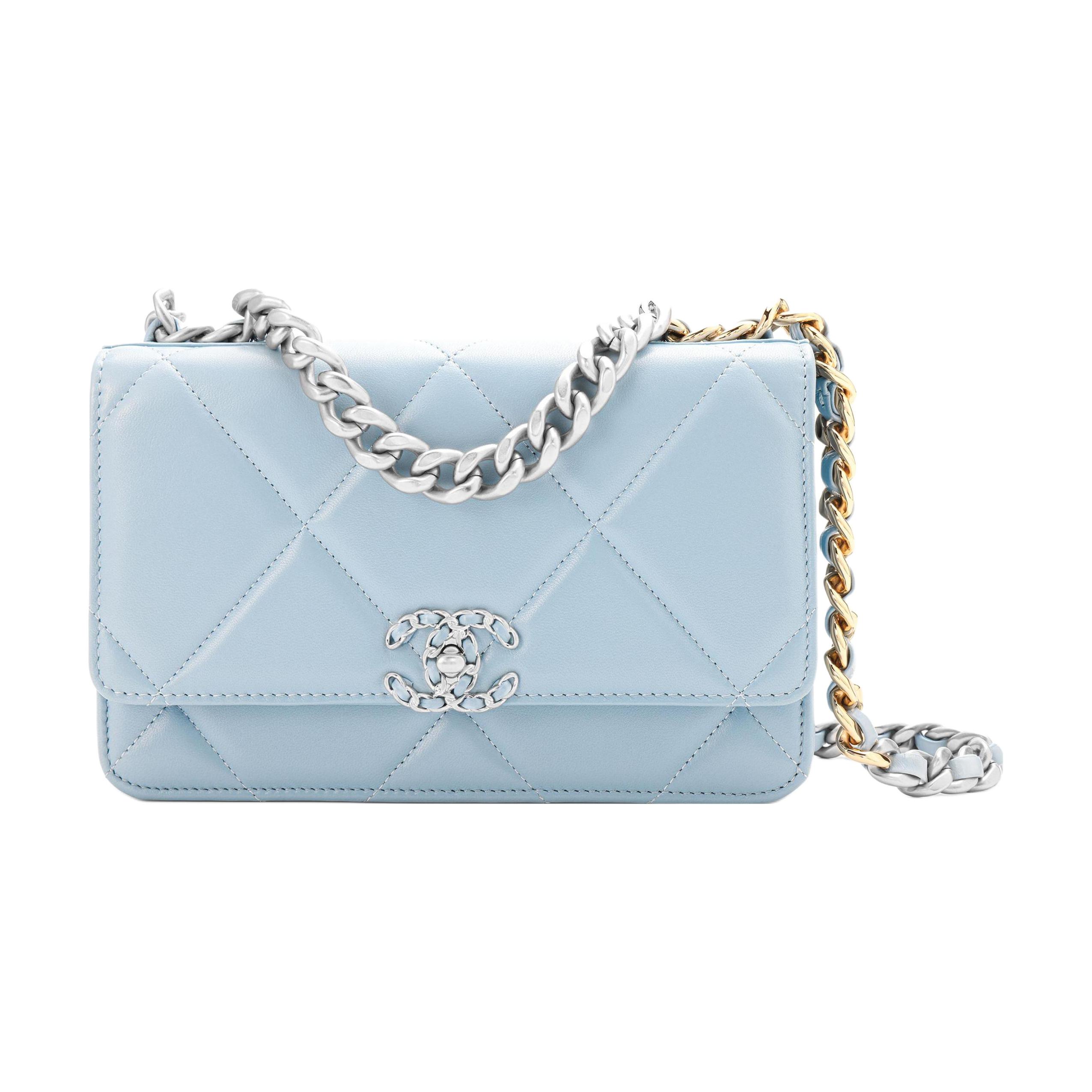 CHANEL 19BagWOC Sheepskin Shoulder Bag, Crossbody Bag, Wallet Women's Light Blue