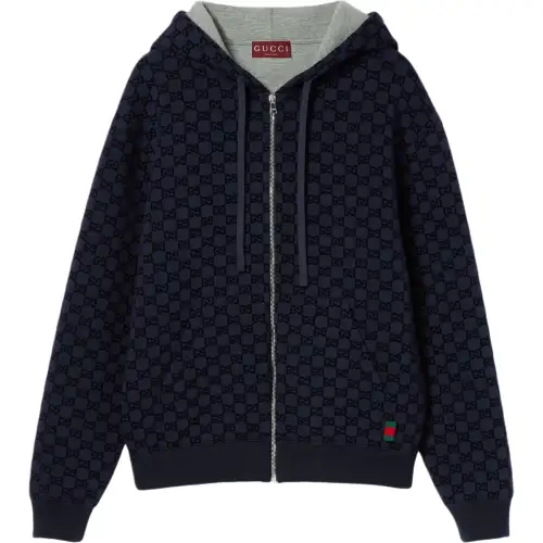 GUCCI Jackets Men's Blue Hooded Moderate Other