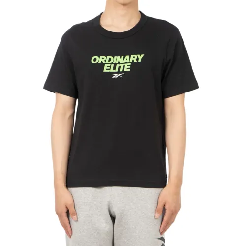 Reebok T Shirts Men's Black Crew Neck Moderate Straight Fit
