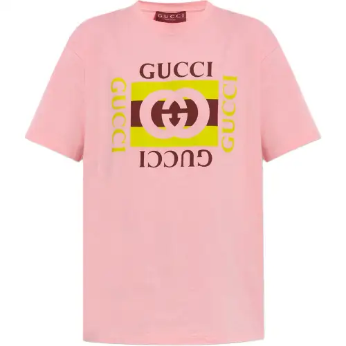 GUCCI Logo Printed Crewneck Jersey T Shirt