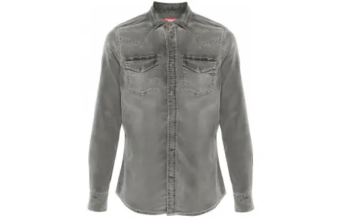 DIESEL Shirts Men's Gray Lapel Moderate Shirt