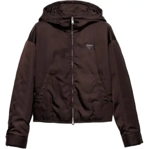 PRADA Jackets Women's Dark Brown Hooded Moderate Other