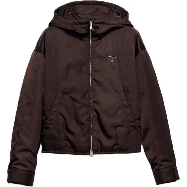 PRADA Jackets Women's Dark Brown Hooded Moderate Other