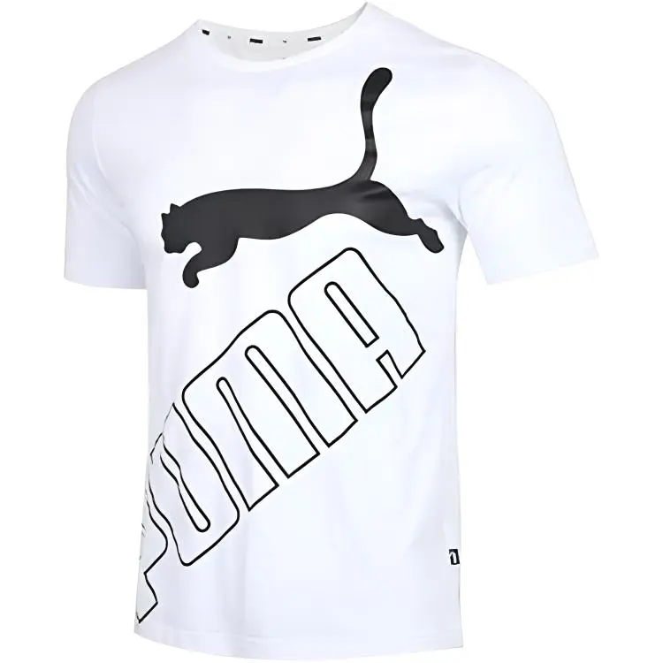 PUMA T-Shirts Men's White Crew Neck Moderate Straight Fit