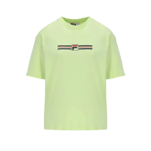 FILA T Shirts Women's Green Crew Neck Thin Straight Fit