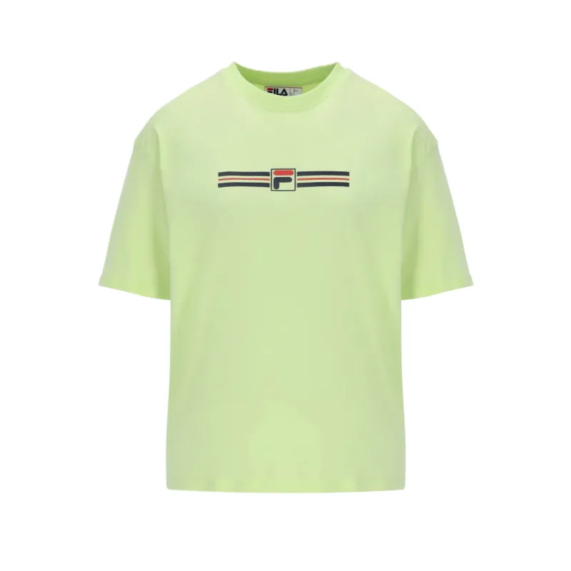 FILA T Shirts Women's Green Crew Neck Thin Straight Fit