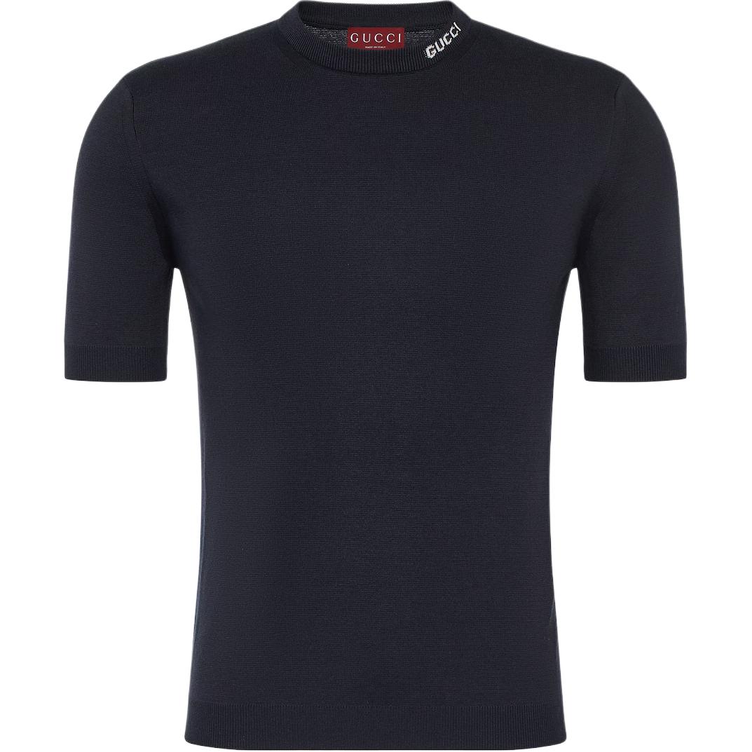 GUCCI Silk Cotton T shirt With GUCCI Intarsia