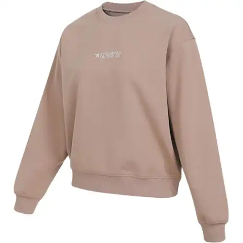 Converse Sweatshirts Women's Khaki Crew Neck Moderate