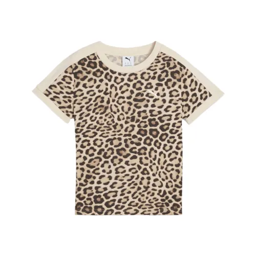 PUMA T Shirts Women's Leopard Print Crew Neck Moderate