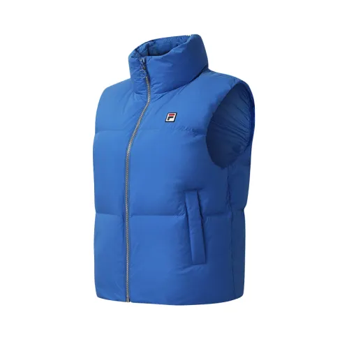 FILA Tennis Down Vests Women's Golden Diamond Blue Stand Collar Moderate Workwear