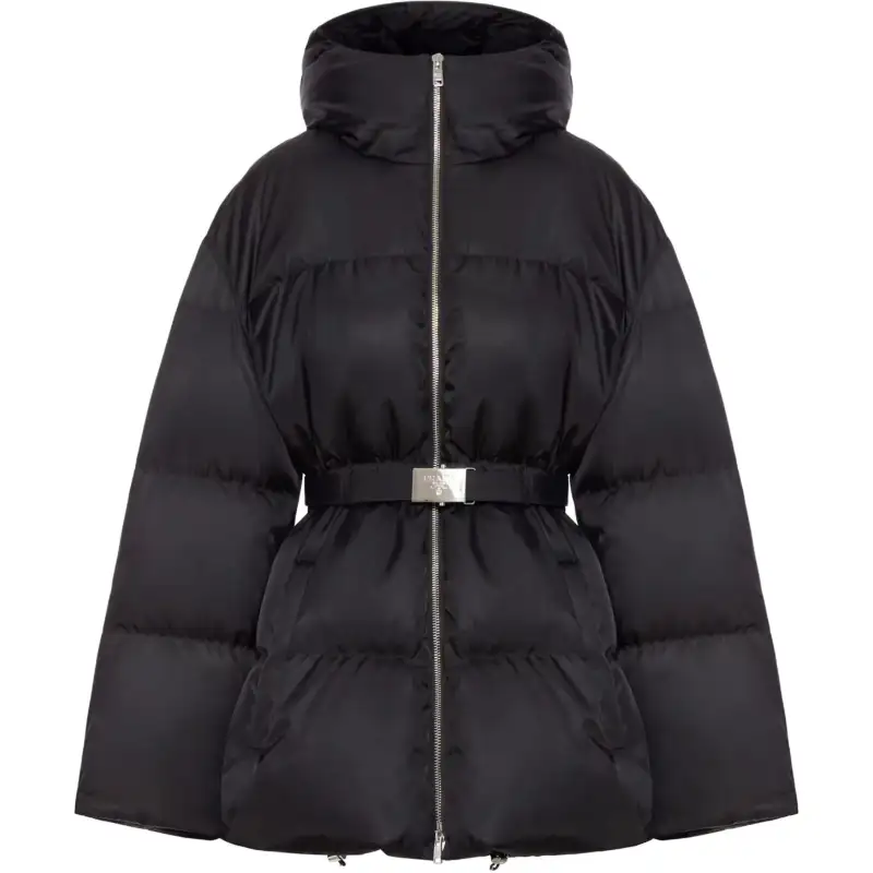 Prada hooded belted puffer jacket