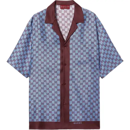 GUCCI Regular Fit Printed Silk Twill Shirt