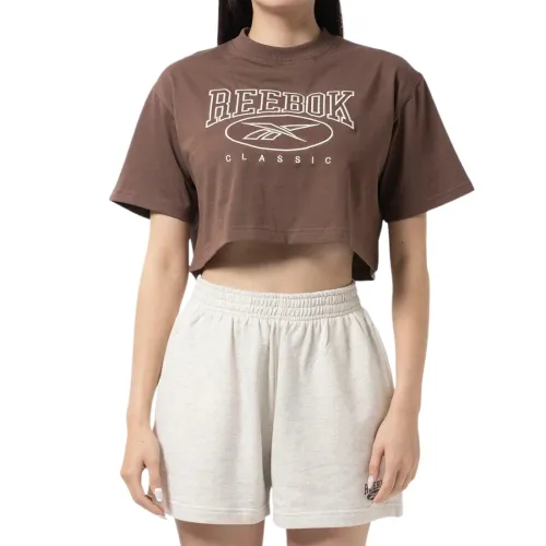 Reebok T Shirts Women's Brown Crew Neck Moderate