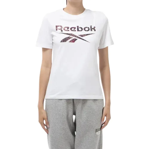 Reebok T Shirts Women's White Crew Neck Moderate