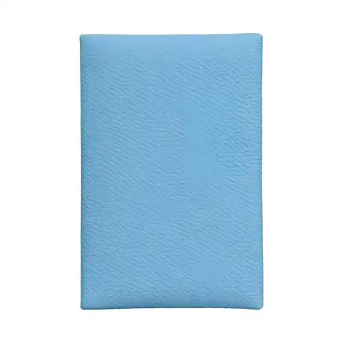 HERMES Calvi Epsom Leather Wallet Women's 7N Celeste Sky Blue
