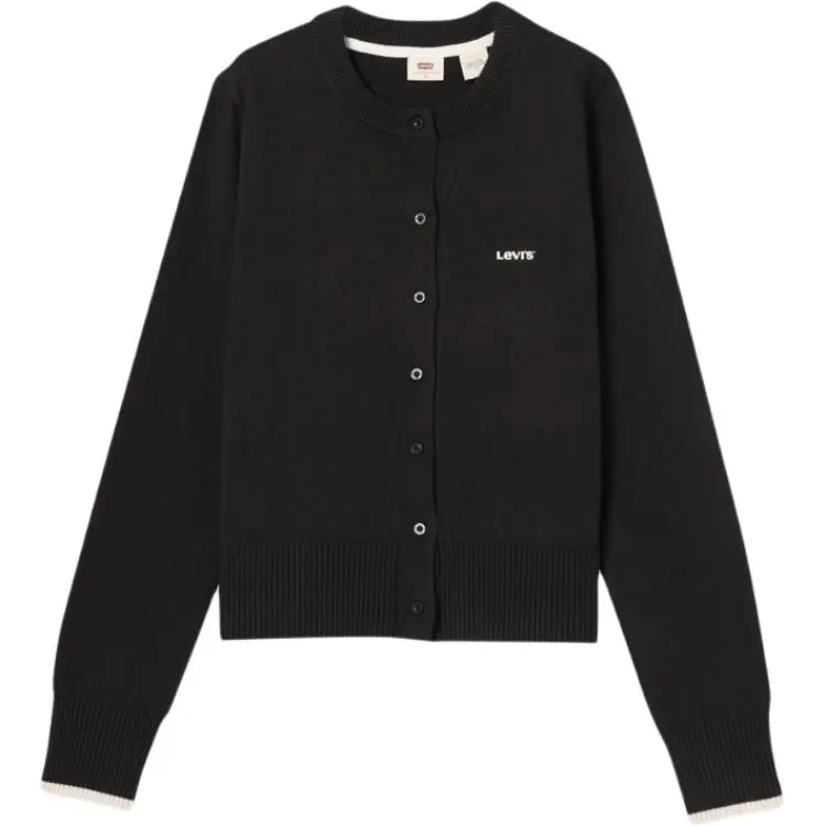 Levi's Knitwear Women's Black Crew Neck Moderate Cardigan