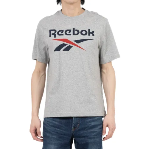 Reebok T Shirts Men's Gray Crew Neck Moderate Straight Fit