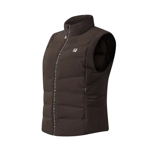 FILA Fitness Down Vests Women's Dark Earth Tone Stand Collar Moderate