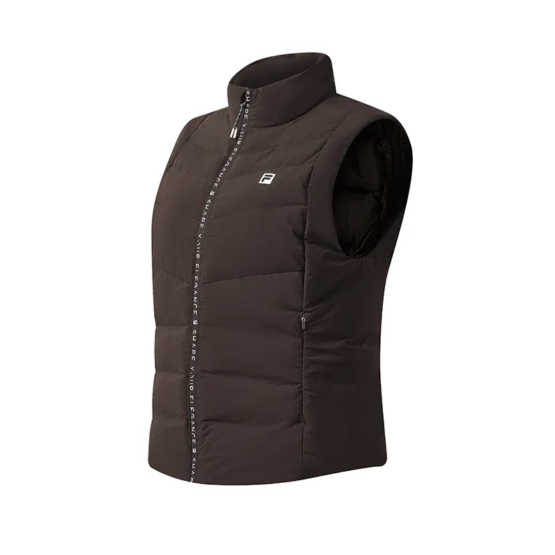 FILA Fitness Down Vests Women's Dark Earth Tone Stand Collar Moderate