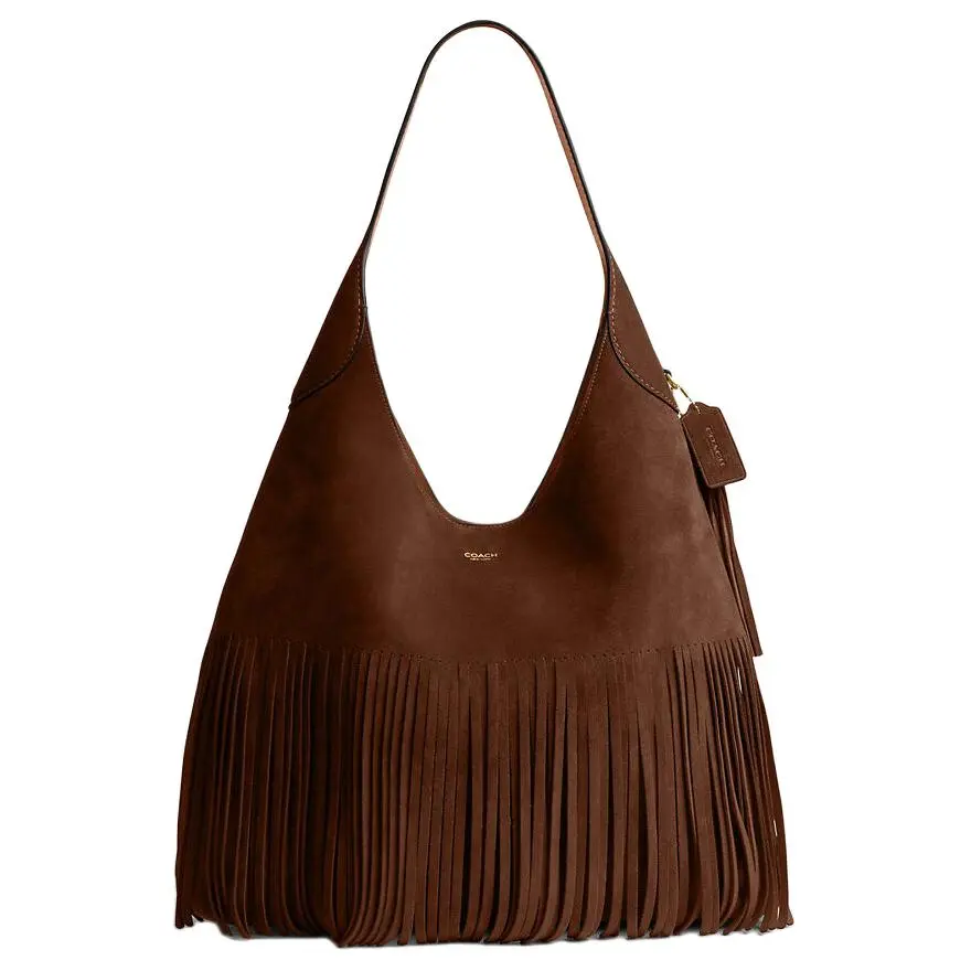 COACH Brooklyn Suede Shoulder Bag Large Women's Warm Brown