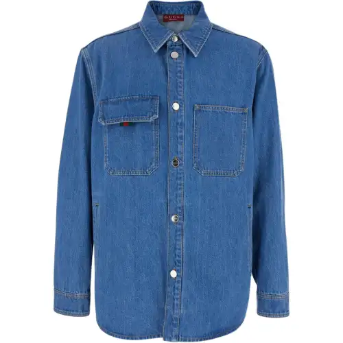 GUCCI Collared Long Sleeve Denim Shirt