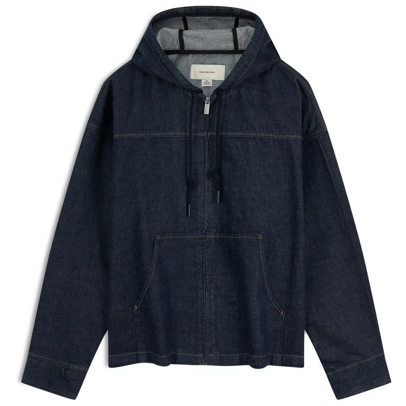 Calvin Klein zip-front hooded denim jacket