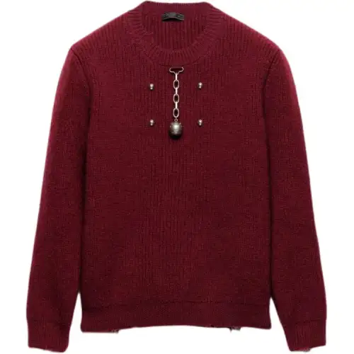 PRADA Sweaters Men's Fuchsia/Corn Yellow Crew Neck Moderate Other