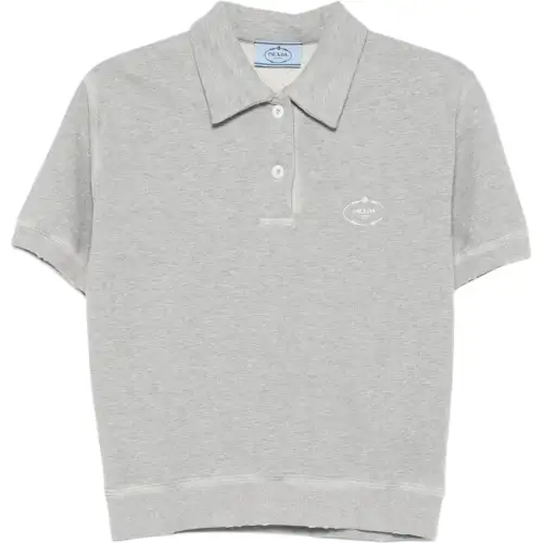 Prada logo-embroidered ribbed-knit polo shirt