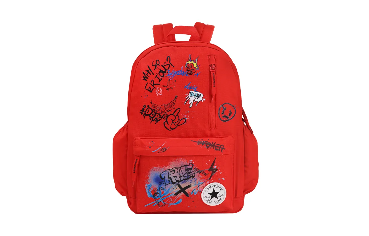 Converse Print Polyester Stellar Core Ruins Backpack Unisex Red
