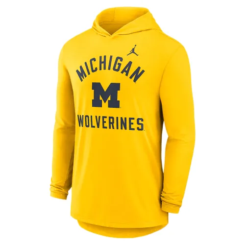 Jordan Michigan Campus Arch Men's Jordan Brand Dri-FIT College Long-Sleeve Hooded T-Shirt