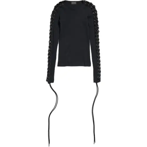 Balenciaga Lace-Up Long-Sleeved Top