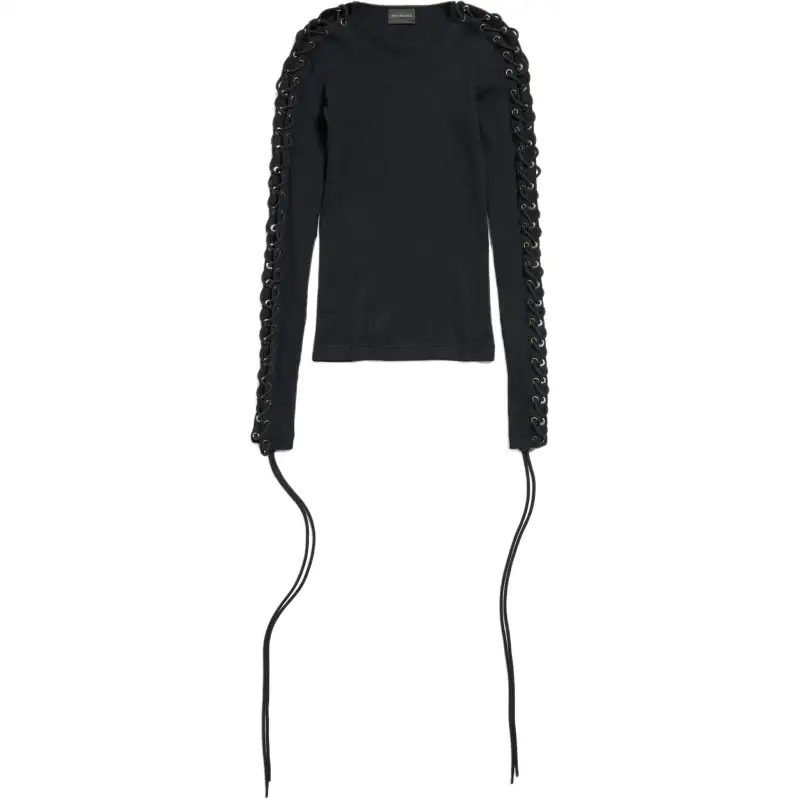 Balenciaga Lace-Up Long-Sleeved Top