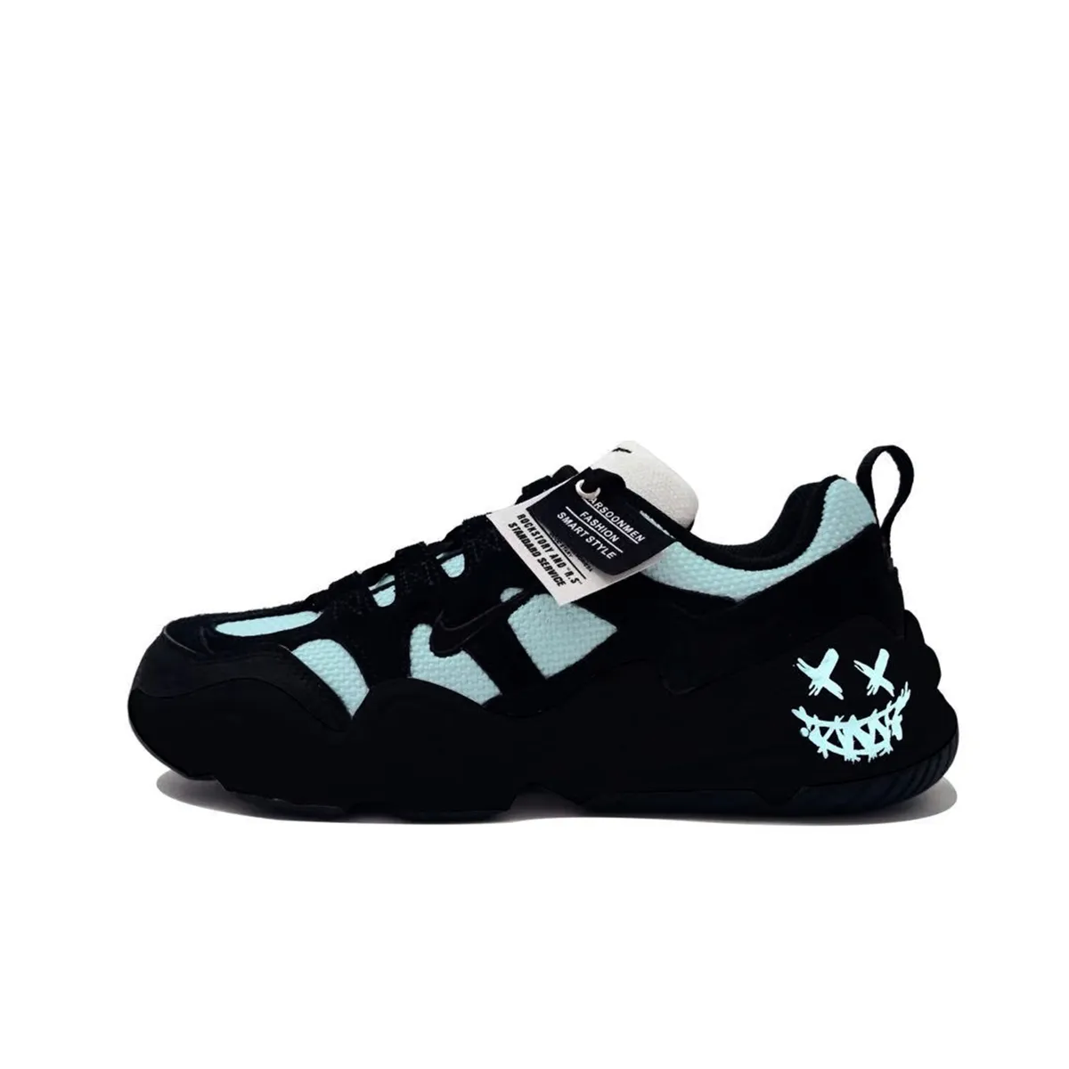 Nike Tech Hera Qingyou Huiying MH Project Suede Abrasion Resistant Low top Casual Shoes Unisex Black Cyan