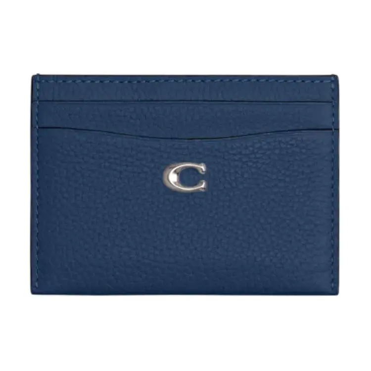 COACH Card Case Leather Card Holder Regular Women's Dark Blue