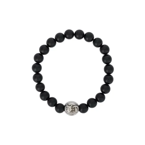 Chrome Hearts Obsidian Beaded Bracelets Unisex Black