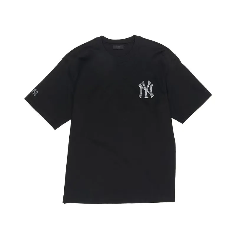 MLB T-Shirts Unisex Black Crew Neck Moderate Straight Fit