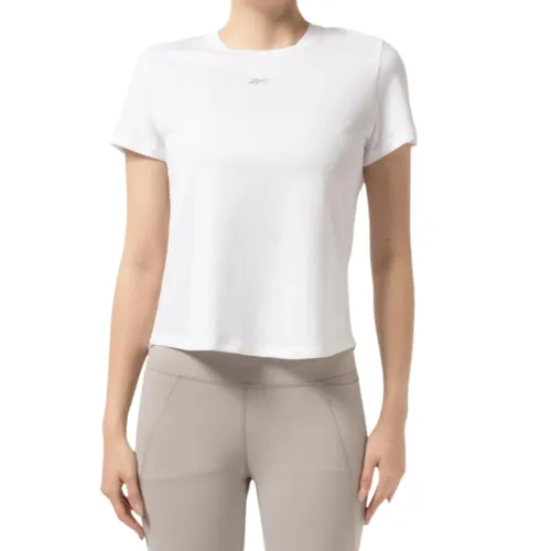 Reebok T Shirts Women's White Crew Neck Moderate