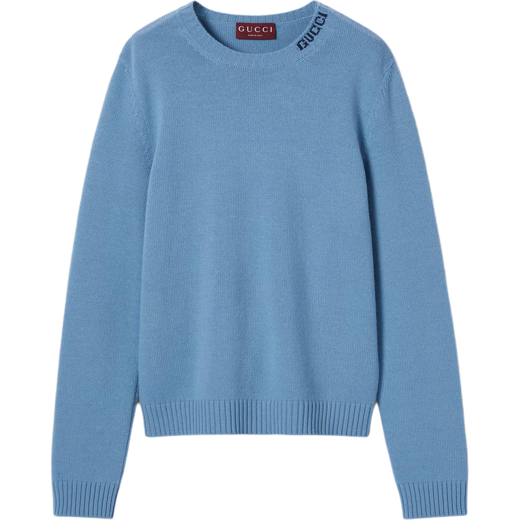 Gucci Felted wool knit sweater with intarsia