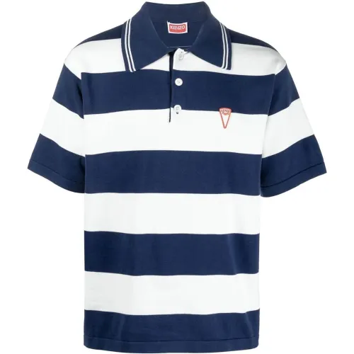 KENZO Logo Patch Short Sleeved Striped Polo Shirt