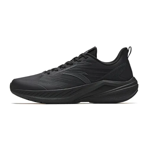 Anta Lingfeng Support Rebound Low top Casual Running Shoes Men's Basic Black Castle Gray