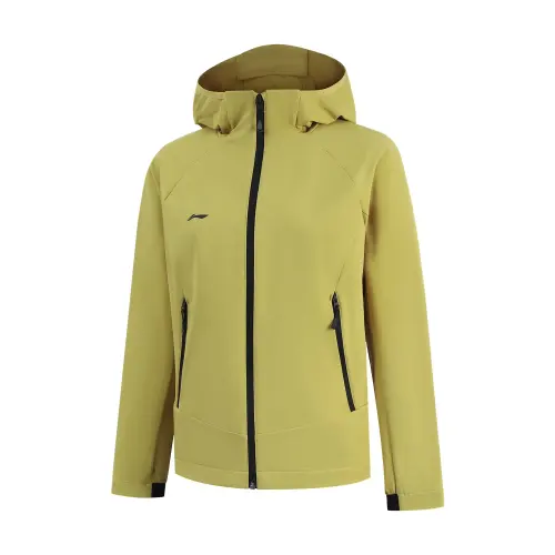 Li Ning Trench Coats Women's Mixed Yellow Hooded Moderate Other