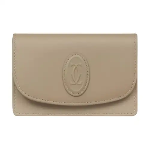 CARTIER Calfskin Card Holder Women's Taupe