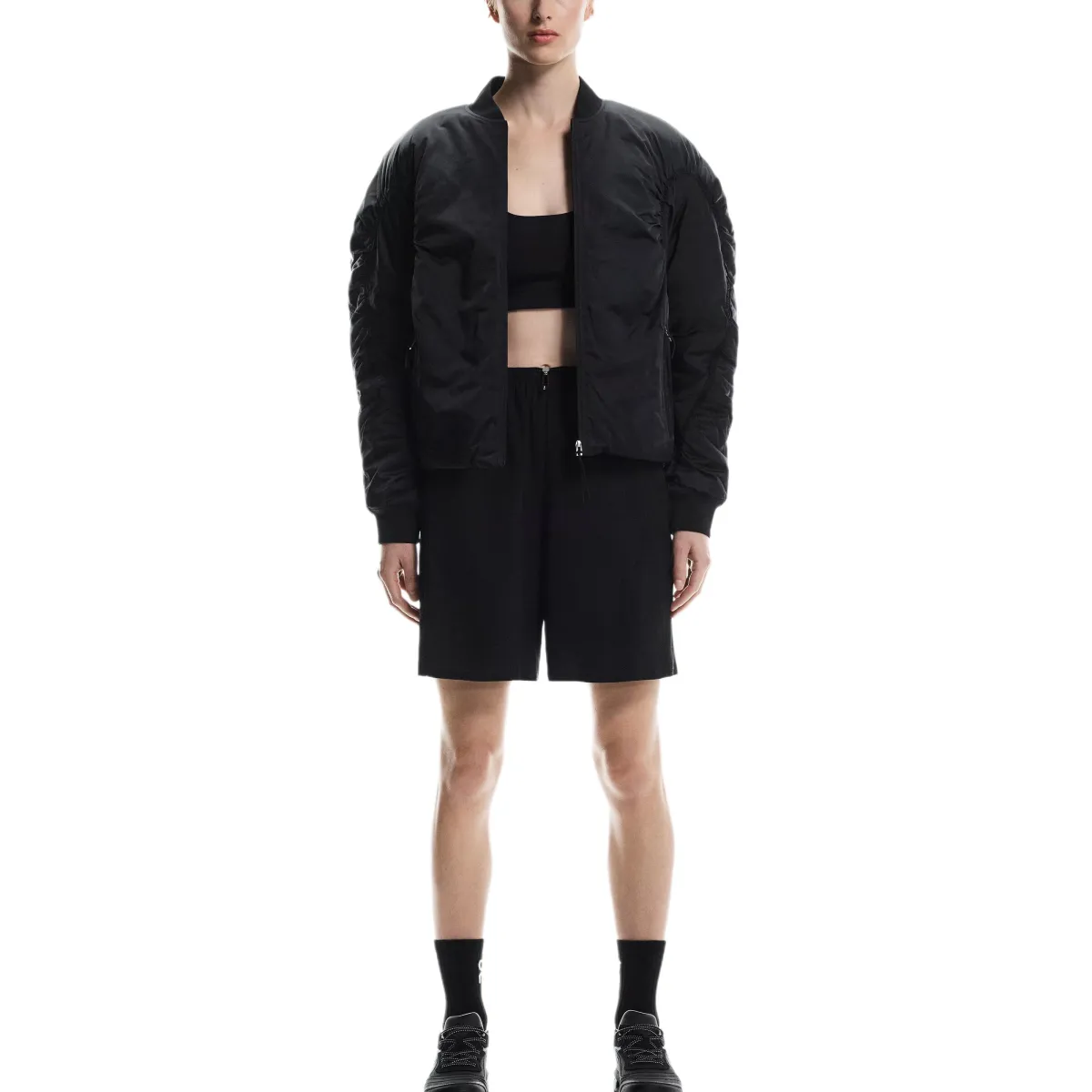 On Jackets Women's Black Stand Collar Moderate Pilot