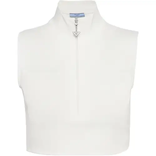 PRADA T Shirts Women's White Turtleneck Moderate Straight Fit