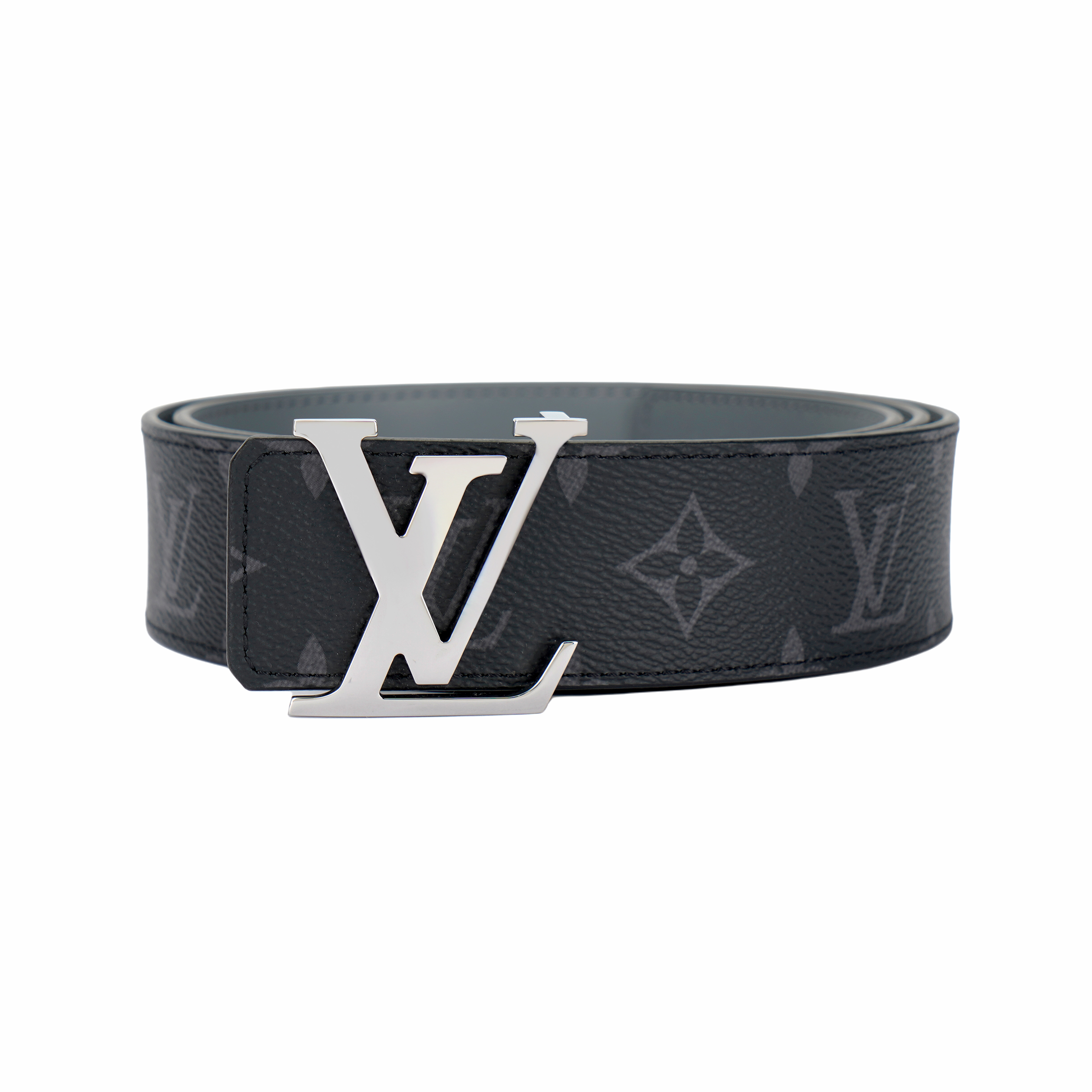 Мужской ремень Louis Vuitton Initiales (черно-серый)