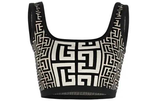 BALMAIN Logo Monogram Knitted Top
