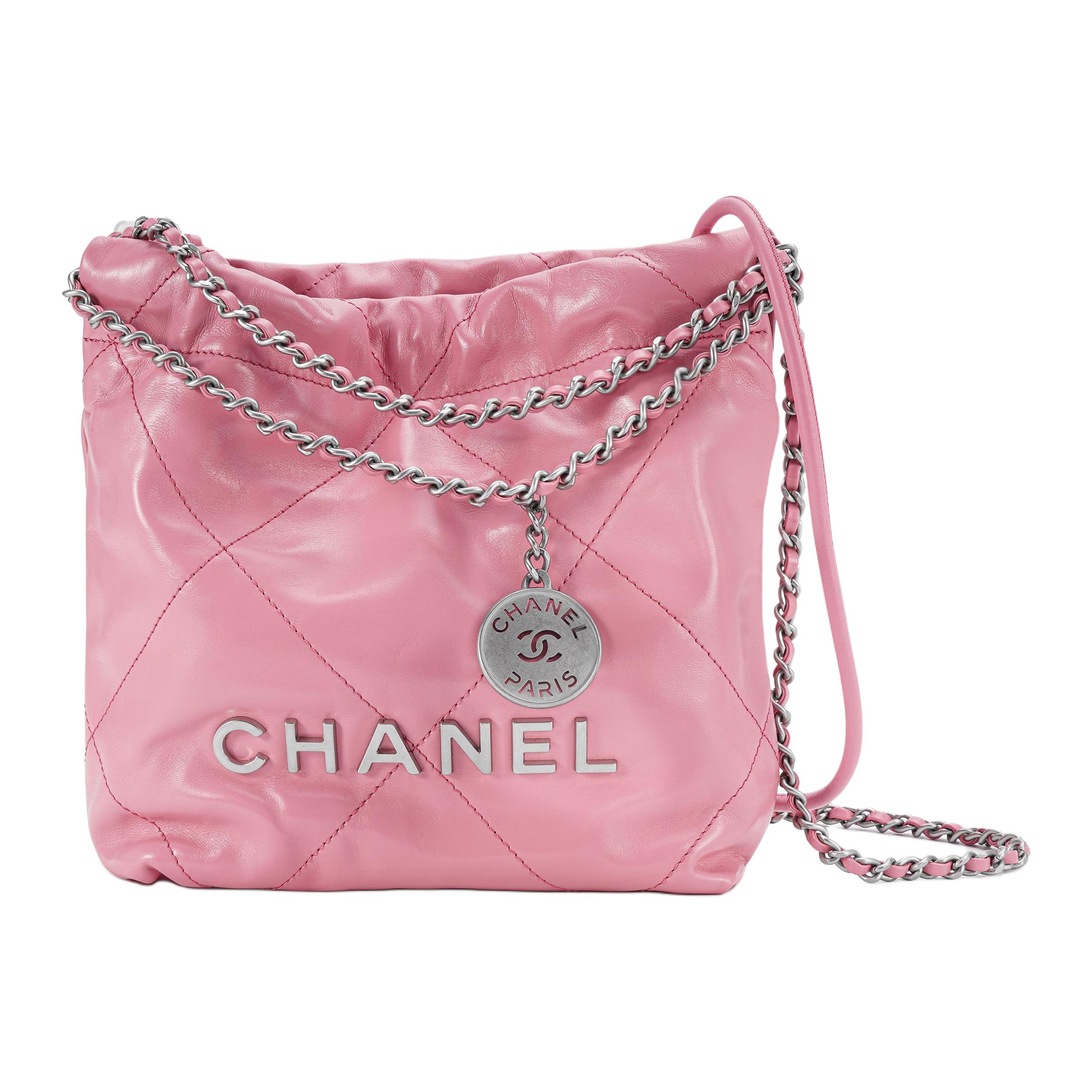 CHANEL 22Bag Bright Calfskin Bucket Bag, Shoulder Bag, Crossbody Bag Mini Women's Pink
