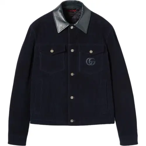 GUCCI Jackets Men's Dark Blue Lapel Moderate Other